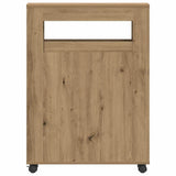 Narrow Bathroom Cabinet with Wheels Artisian Oak Engineered Wood 855276