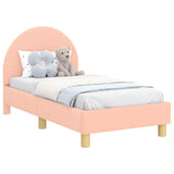 Toddler Bed Frame with Headboard Pink 70 x 140 cm Sheep Fabric 42011025