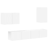 TV Wall Cabinet Set Wall-mounted 4 pcs White Engineered Wood 3408934