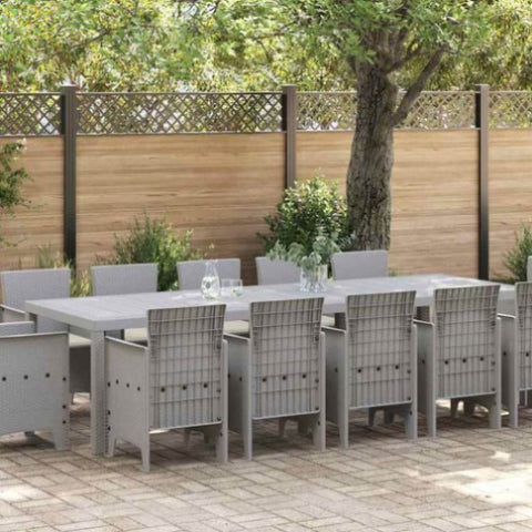 Garden Dining Set with Cushion 13 pcs Light grey 3378631