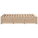 Bed Frame without Mattress with Drawers 135x190 cm Double Solid Wood Pine 3308819