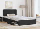 Bed Frame with Headboard Black 75 x 190 cm Engineered Wood 3412847