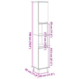 Bathroom Cabinet Old Wood 30x30x190 cm Engineered Wood 857105