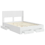 Bed Frame with Storage and Headboard White Engineered Wood 3414459