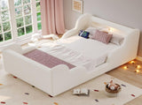 Toddler Bed 3ft Single with LED Headboard Light, Upholstered Kids Bed with Safety N606P434422W