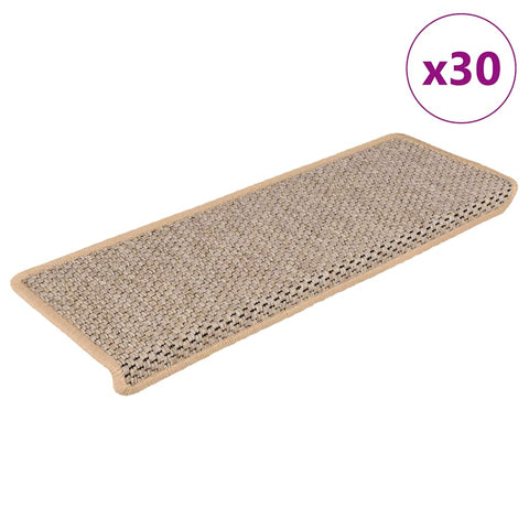 ZNTS Stair Mats Self-adhesive Sisal-Look 30 pcs 65x21x4 cm Light Beige 3365892