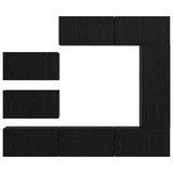 TV Cabinet Set Wall-mounted 8 pcs Black Oak Engineered Wood 3393133