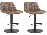 Bar Stools Set of 2, Retro Adjustable Kitchen Stool, Swivel PU Leather Upholstered Bar Chairs with T3398P344527