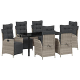 Garden Dining Set with Cushion 7 pcs Light grey Poly Rattan 3380572