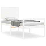 Senior Bed without Mattress White Single Solid Wood 3195447