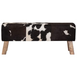 Bench 110 x 30 x 45 cm Real Leather Black and White 42042116