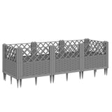 Garden Planter with Pegs Light Grey 123.5x43.5x43.5 cm PP 368018