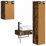 Bathroom Furniture Set 3 pcs Smoked Oak 33 x 34.5 x 160 cm 3406058