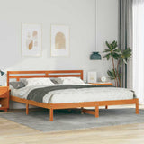 Bed Frame with Headboard Brown Pine wood 872364