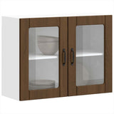 Kitchen Wall Cabinet with Glass Door Lucca Brown Oak Engineered Wood 853854