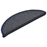 Stair Mats 15 pcs 56x17x3 cm Dark Grey and Blue Half Round 322364