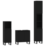 ZNTS 3 Piece Bathroom Furniture Set Black Engineered Wood 3190284