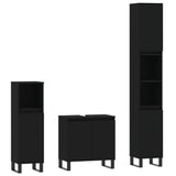 ZNTS 3 Piece Bathroom Furniture Set Black Engineered Wood 3190284