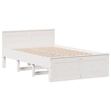 Bookcase Bed without Mattress White 135x190 cm Double Solid Wood Pine 3308937
