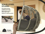 Outdoor Swing Chair with Thick Padded Cushion, Patio Hanging Egg Chair with Metal Stand, Foldable T3398P317709