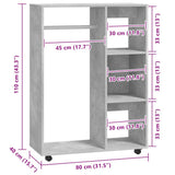 Wardrobe Concrete Grey 80x40x110 cm Engineered Wood 808517