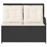 Garden Bench with Cushion Black and Cream White Poly Rattan 3394440