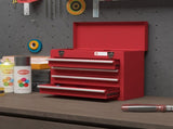 Lockable Metal Tool Box, 4 Drawer Tool Chest with Latches, Handle, Ball Bearing Runners, Red T3398P343059