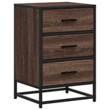 Bedside Cabinet Brown Oak 40x34.5x60 cm Engineered Wood and Metal 848723