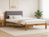 Bed Frame with Upholstered Headboard Natural and Light Grey 903927