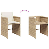 11 Piece Garden Dining Set with Cushions Beige Poly Rattan 3211210