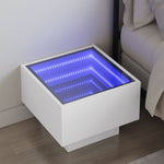 ZNTS Bedside Table with Infinity LED White 40x40x30 cm 3284063