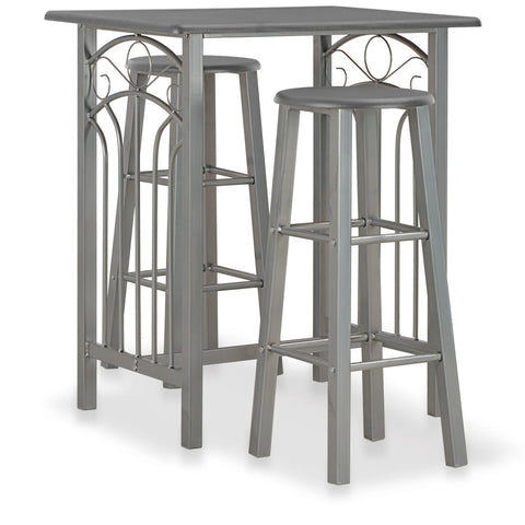 3 Piece Bar Set Wood and Steel Anthracite 284397