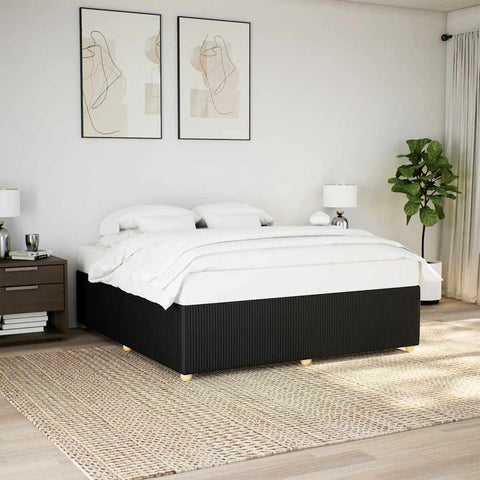 ZNTS Bed Frame without Mattress Black Super King Fabric 3285041