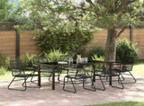 Garden Dining Set 7 pcs Black Powder-Coated Steel 3379174