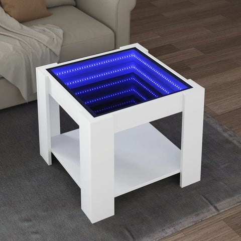 ZNTS Coffee Table with LED White 53x53x45 cm Engineered Wood 847539