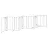 Dog Gate with Door Foldable 6 Panels White 300 cm Solid Wood Fir 352277