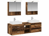 Bathroom Furniture Set 5 pcs Old Wood Engineered Wood and Glass 3406805