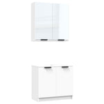 ZNTS 2 Piece Bathroom Cabinet Set White Engineered Wood 3115860