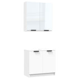 ZNTS 2 Piece Bathroom Cabinet Set White Engineered Wood 3115860