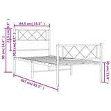 ZNTS Metal Bed Frame without Mattress with Footboard Black 80x200cm 372286