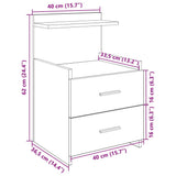 Bedside Cabinet with 2 Drawers Black 40x36.5x62 cm 858634