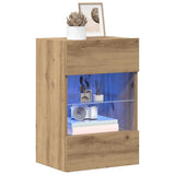 Wall Cabinets with LED Lights for TV 2 pcs Artisan Oak 40x30x60,5 cm 857681