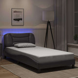 Bed Frame with LED without Mattress "Hvar" Grey 100x200 cm 3213916