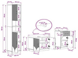 3 Piece Bathroom Cabinet Set HOORN Engineered Wood 3417881