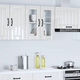 Kitchen Wall Cabinet with Glass Door Lucca High Gloss White Engineered Wood 853909