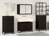 Bathroom Furniture Set with Drawer Black Oak Engineered Wood 3403052