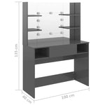 Makeup Table with LED Lights 100x40x135 cm MDF Shining Grey 331543