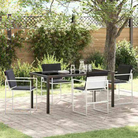 Garden Dining Set Folding 5 pcs White Textilene and steel 3379340