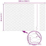Hexagonal Fence with Post 50 x 0.8 m PVC-Coated Steel Grey Mesh 3353269