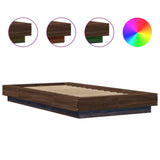 Bed Frame with LED Lights without Mattress Brown Oak 75x190cm 3281160